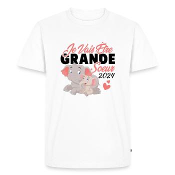 Je Vais Être Grande Sœur 2024, Annonce Grossesse - T-shirt Premium bio Homme - blanc - Devant - Nico (187cm)
