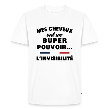 mes cheveux homme humour cheveux super pouvoir - T-shirt Premium bio Homme - blanc - Devant - Nico (187cm)