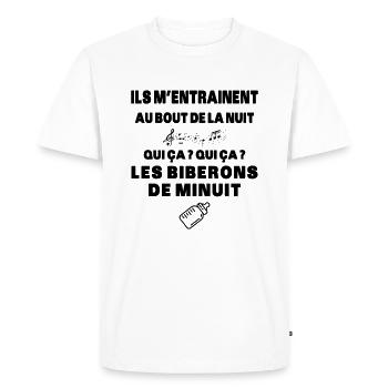 Biberons de Minuit Humour Naissance Humour Cadeau - T-shirt Premium bio Homme - blanc - Devant - Nico (187cm)