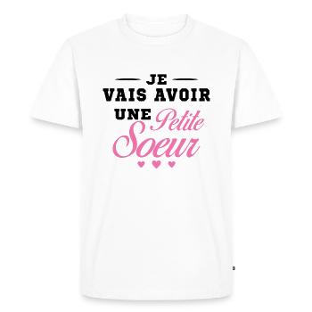 Je Vais Avoir Une Petite Sœur Cadeau Future Soeur - T-shirt Premium bio Homme - blanc - Devant - Nico (187cm)