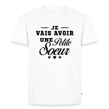 Je Vais Avoir Une Petite Sœur Cadeau Future Soeur - T-shirt Premium bio Homme - blanc - Devant - Nico (187cm)