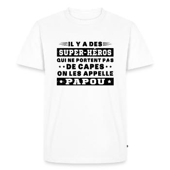 Papou super héros cadeau grand-père - T-shirt Premium bio Homme - blanc - Devant - Nico (187cm)