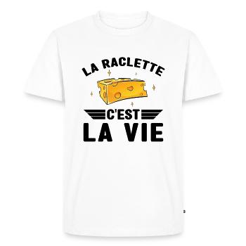 La Raclette C est La Vie Humour Raclette Fromage - T-shirt Premium bio Homme - blanc - Devant - Nico (187cm)