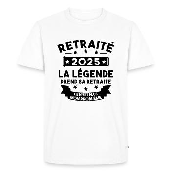 Retraité 2025 Pour Homme Femme Départ Retraite - T-shirt Premium bio Homme - blanc - Devant - Nico (187cm)