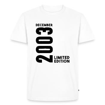 Anniversaire homme femme I Décembre 2003 - T-shirt Premium bio Homme - blanc - Devant - Nico (187cm)