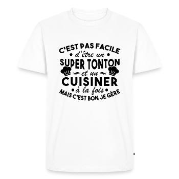 Super Tonton et un Cuisinier Cadeau Humour - T-shirt Premium bio Homme - blanc - Devant - Nico (187cm)