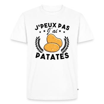 J'peux pas j'ai Patates Cadeau Jardinier Humour - T-shirt Premium bio Homme - blanc - Devant - Nico (187cm)