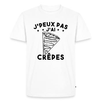 J'peux Pas J'ai Crêpes Cadeau Humour Drole - T-shirt Premium bio Homme - blanc - Devant - Nico (187cm)