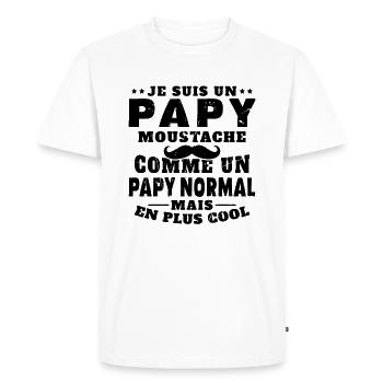 Un papy moustache comme un papy normal - T-shirt Premium bio Homme - blanc - Devant - Nico (187cm)