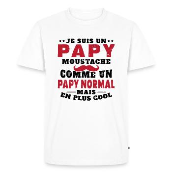 Un papy moustache comme un papy normal - T-shirt Premium bio Homme - blanc - Devant - Nico (187cm)