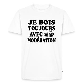 Je Bois Toujours Avec Modération Humour Apéro - T-shirt Premium bio Homme - blanc - Devant - Nico (187cm)