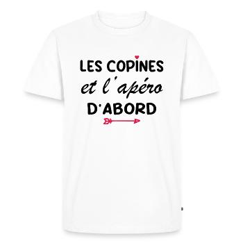Les copines et l'apéro d'abord - T-shirt Premium bio Homme - blanc - Devant - Nico (187cm)