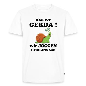 This is Gerda We jog together Running Slow - Men's Premium Organic T-Shirt - white - Front - Nico (187cm)