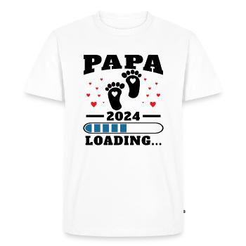 Papa 2024 Drôle Cadeau Fête Des Pères Enceinte - T-shirt Premium bio Homme - blanc - Devant - Nico (187cm)