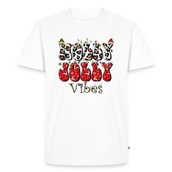 Holly Jolly Vibes, ambiances de Noël, famille de Noël - T-shirt Premium bio Homme - blanc - Devant - Nico (187cm)