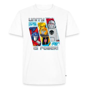 Transformers Earth Spark Optimus Prime Bumblebee - T-shirt Premium bio Homme - blanc - Devant - Nico (187cm)
