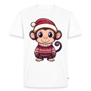 Monkey Christmas Comic - Men's Premium Organic T-Shirt - white - Front - Nico (187cm)