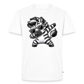 Cool Zebra Dab Cartoon with Sunglasses - Men's Premium Organic T-Shirt - white - Front - Nico (187cm)