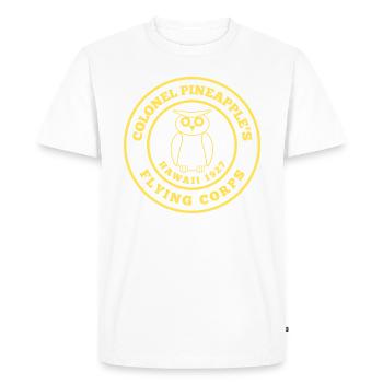 Colonel Pineapple's Flying Corps Hawaii Owl Yellow - Men's Premium Organic T-Shirt - white - Front - Nico (187cm)