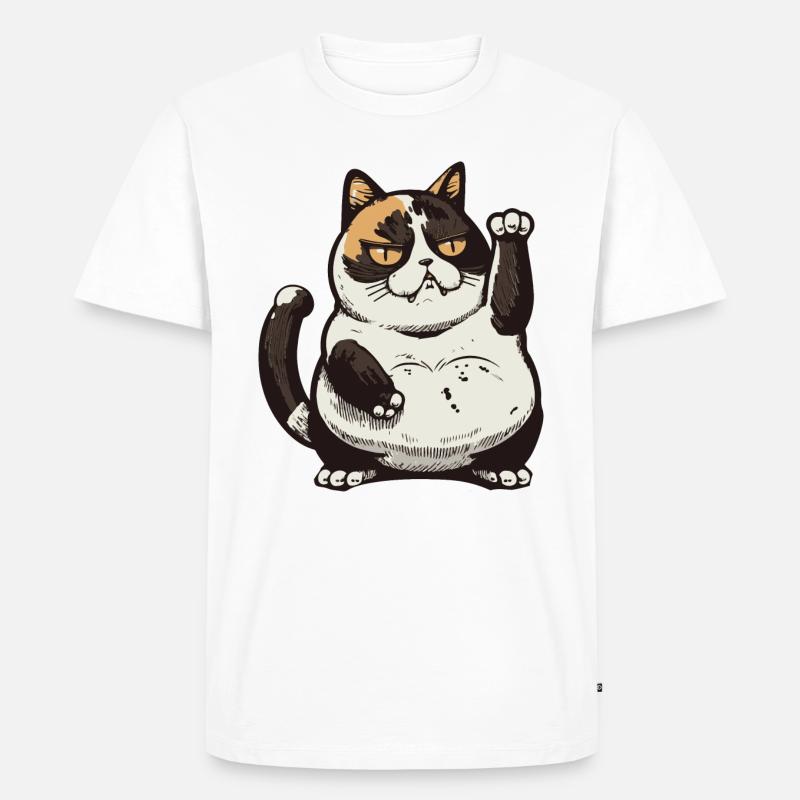 Kater Dicke Katze - Männer Premium Bio T-Shirt - Weiß