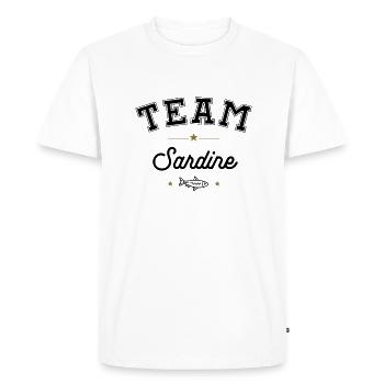TEAM Sardine ! Mangeurs de sardines - T-shirt Premium bio Homme - blanc - Devant - Nico (187cm)