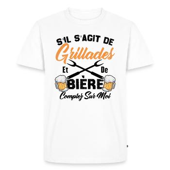 Cadeau Homme Drôle Barbecue Et Bière - T-shirt Premium bio Homme - blanc - Devant - Nico (187cm)