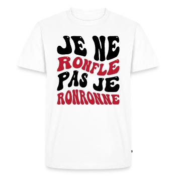 Je ne ronfle pas je ronronne - T-shirt Premium bio Homme - blanc - Devant - Nico (187cm)