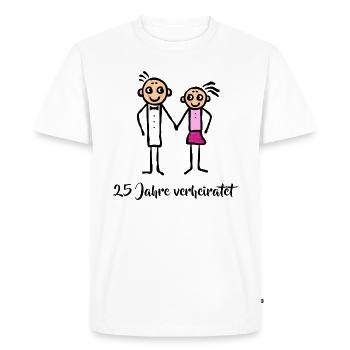 Jour de mariage couple marié 25 ans - T-shirt Premium bio Homme - blanc - Devant - Nico (187cm)