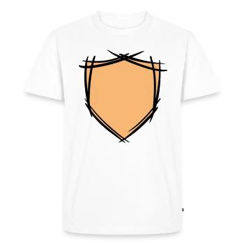 Symbole de bouclier / blason. Dessiné à la main. Modèle - T-shirt Premium bio Homme - blanc - Devant - Nico (187cm)