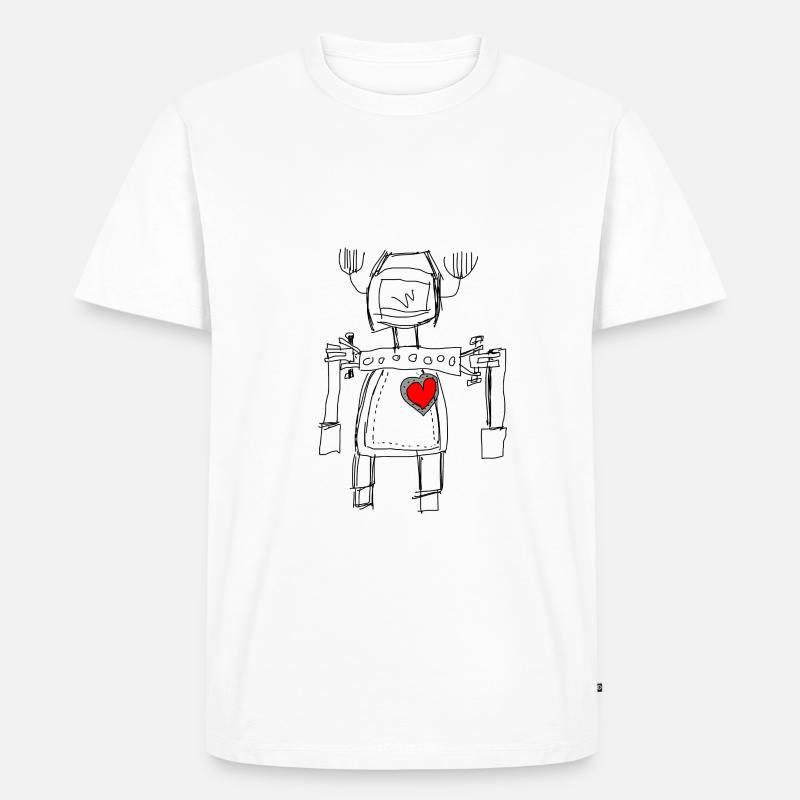 Roboter mit Herz - Männer Premium Bio T-Shirt - Weiß