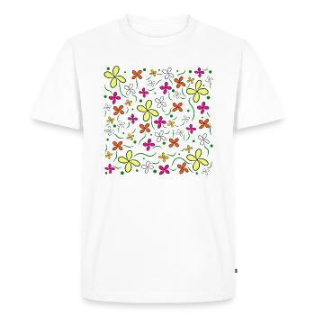 Fleur prairie motif floral fleur vrille fleur fleur - T-shirt Premium bio Homme - blanc - Devant - Nico (187cm)