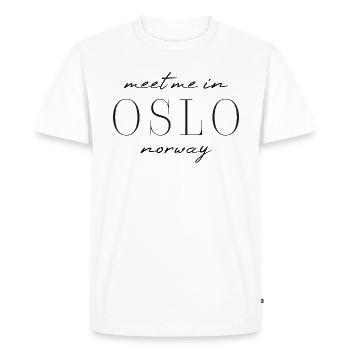Oslo, Norvège Style Design T-shirt - T-shirt Premium bio Homme - blanc - Devant - Nico (187cm)