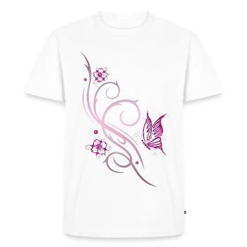 Fleurs de fleurs de cerisier papillon - T-shirt Premium bio Homme - blanc - Devant - Nico (187cm)