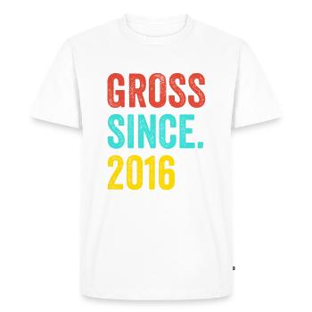Drôle d’anniversaire brut depuis 2016 - T-shirt Premium bio Homme - blanc - Devant - Nico (187cm)