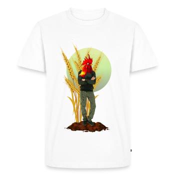 Chicken Man Rooster Comb Hybride - T-shirt Premium bio Homme - blanc - Devant - Nico (187cm)