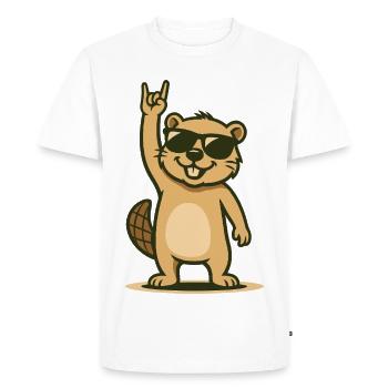 Ambiance de bébé castor à bascule - T-shirt Premium bio Homme - blanc - Devant - Nico (187cm)