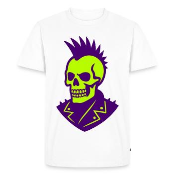 Punk Skull Illustration on Neon - Men's Premium Organic T-Shirt - white - Front - Nico (187cm)