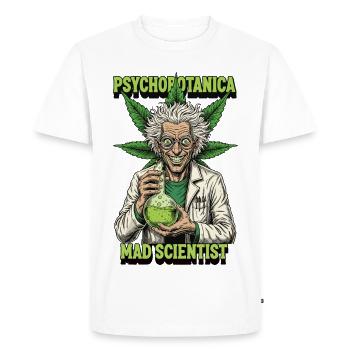 PsychoBotanica Savant fou - T-shirt Premium bio Homme - blanc - Devant - Nico (187cm)
