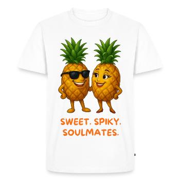 Âmes sœurs à l’ananas épicé et mignons - T-shirt Premium bio Homme - blanc - Devant - Nico (187cm)