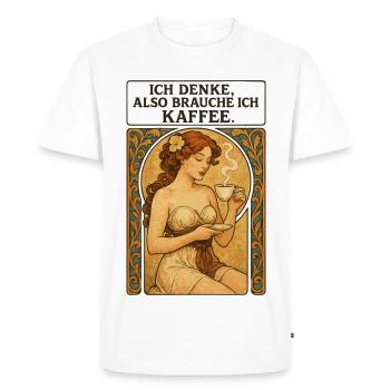 Pin-up avec un café dans le style Art nouveau - T-shirt Premium bio Homme - blanc - Devant - Nico (187cm)
