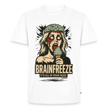 Femme avec cerveau et gel cérébral - T-shirt Premium bio Homme - blanc - Devant - Nico (187cm)