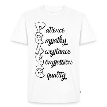 Esthétique Peace Streetwear - Mentalité et positivité - T-shirt Premium bio Homme - blanc - Devant - Nico (187cm)