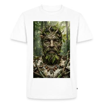 Esprit de la forêt fait d’écorce et de mousse - T-shirt Premium bio Homme - blanc - Devant - Nico (187cm)