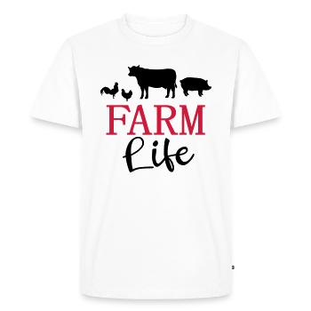 Ferme vie fermier fermier vache poulet cochon - T-shirt Premium bio Homme - blanc - Devant - Nico (187cm)