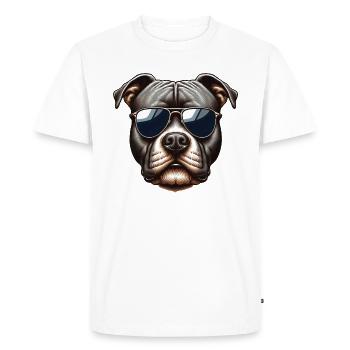 Pitbull Wearing Sunglasses - Men's Premium Organic T-Shirt - white - Front - Nico (187cm)