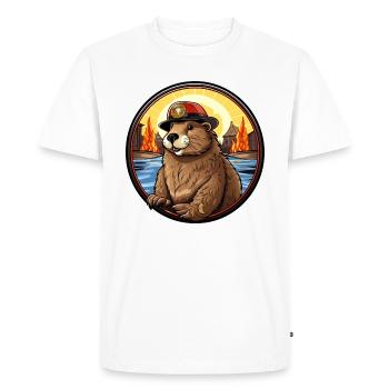 Castor pompier - T-shirt Premium bio Homme - blanc - Devant - Nico (187cm)
