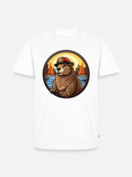 Firefighter Beaver - Men's Premium Organic T-Shirt - white
