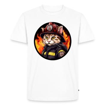 Pompiers Cat - T-shirt Premium bio Homme - blanc - Devant - Nico (187cm)