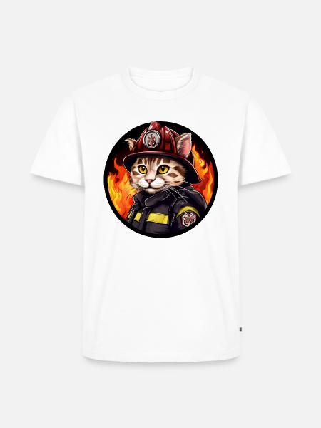 Pompiers Cat - T-shirt Premium bio Homme - blanc