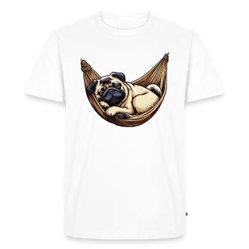 Pug sleeps in hammock Funny Sleep Pug - Men's Premium Organic T-Shirt - white - Front - Nico (187cm)